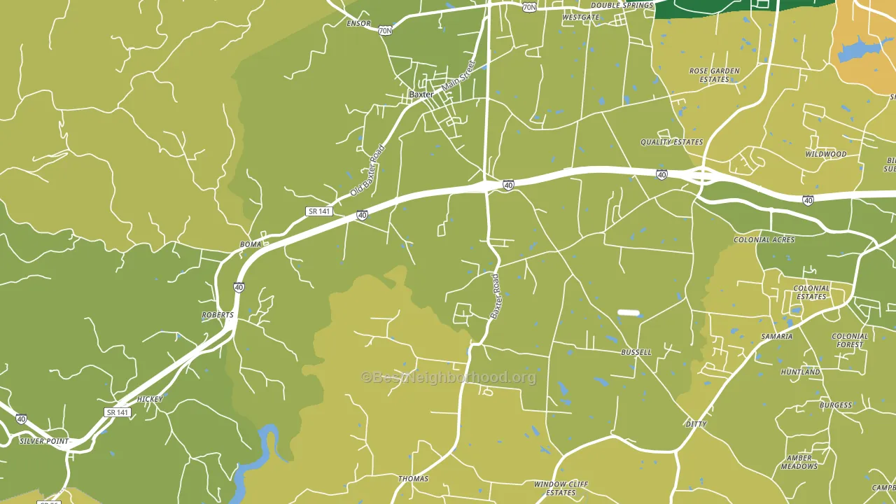 Baxter, TN block-group voter-turnout map