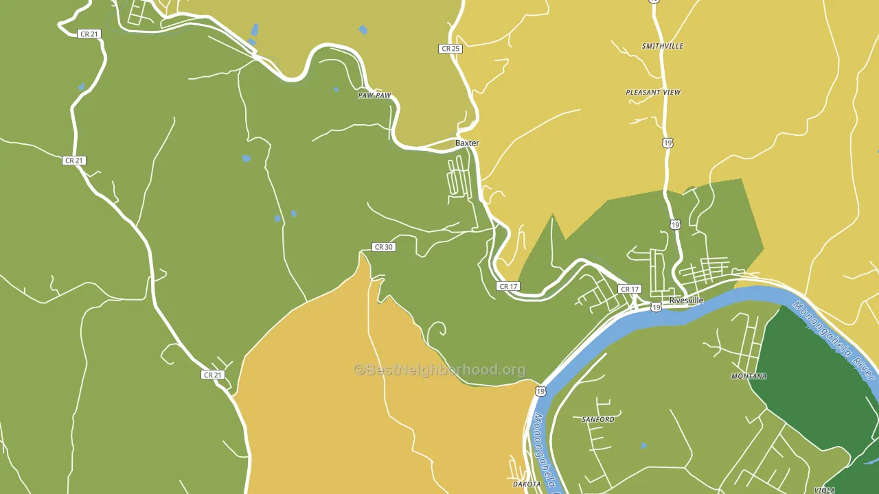 Baxter, WV block-group voter-turnout map