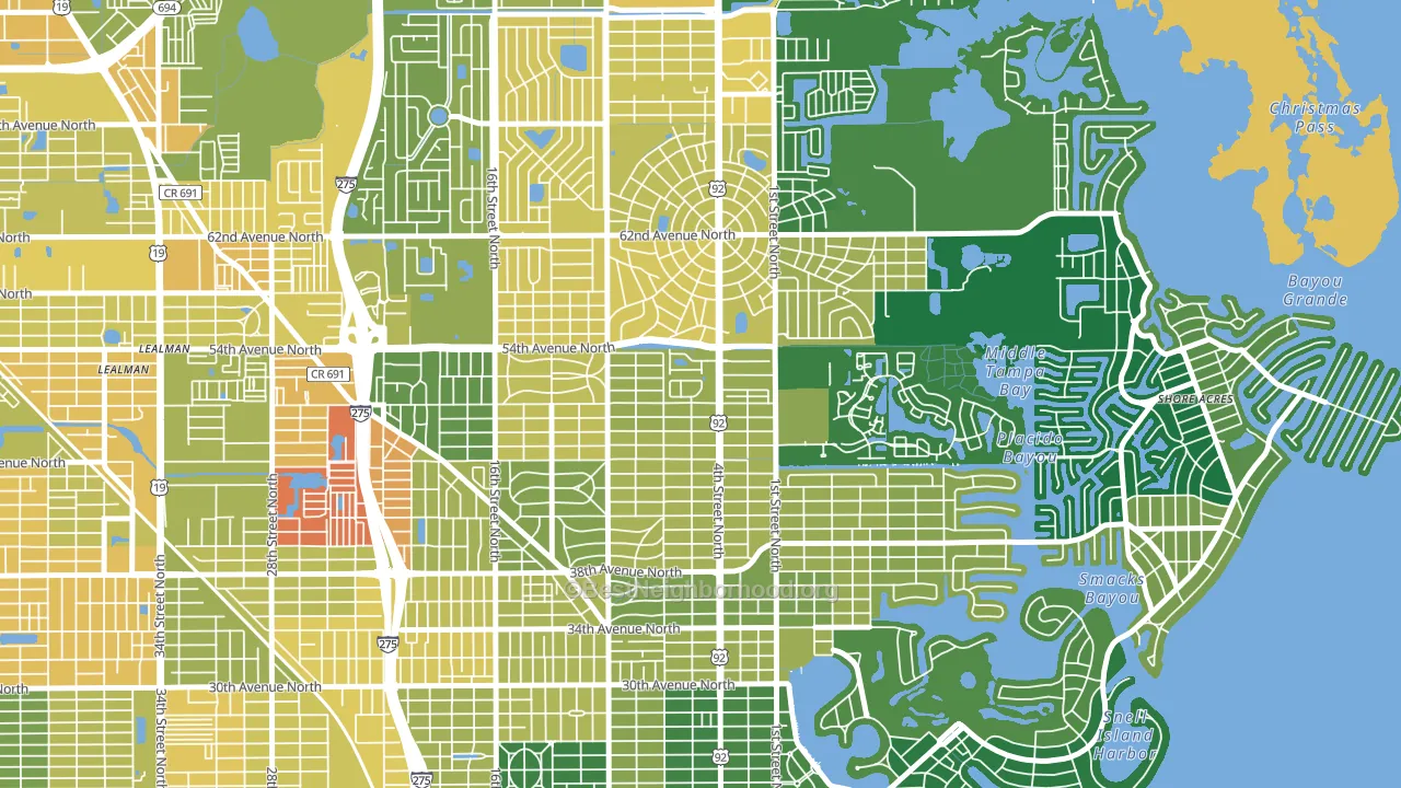 Bay Breeze Cove, St. Petersburg, FL block-group voter-turnout map