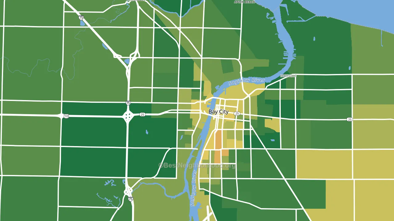 Bay City, MI block-group voter-turnout map