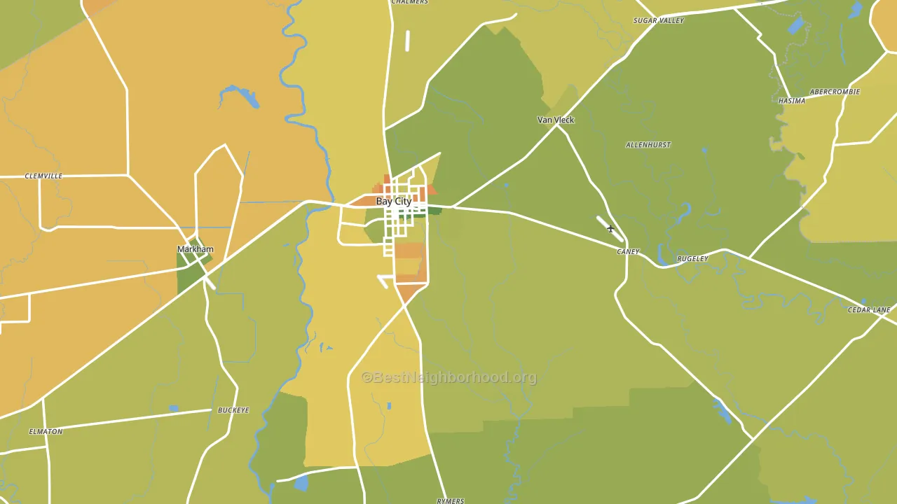 Bay City, TX block-group voter-turnout map