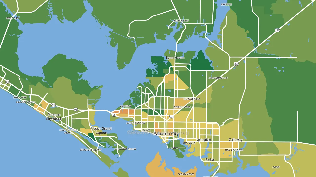 Bay County, FL block-group voter-turnout map