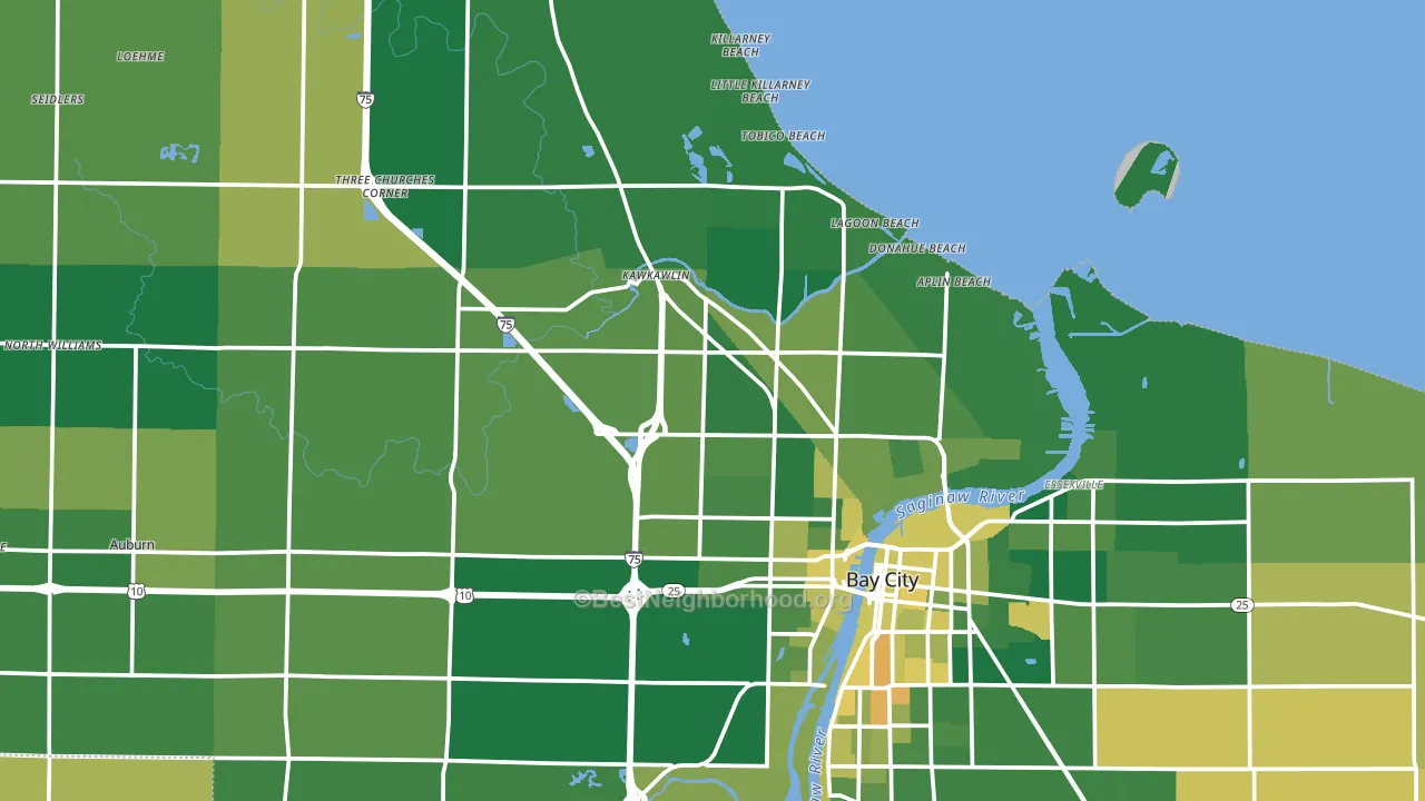 Bay County, MI block-group voter-turnout map