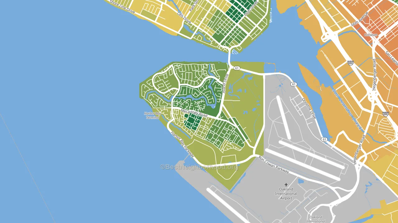 Bay Farm Island, Alameda, CA block-group voter-turnout map