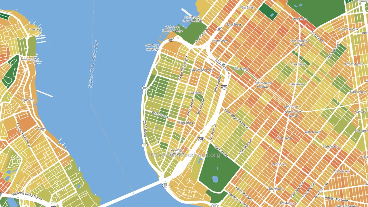 Bay Ridge-Fort Hamilton, Brooklyn, NY block-group voter-turnout map