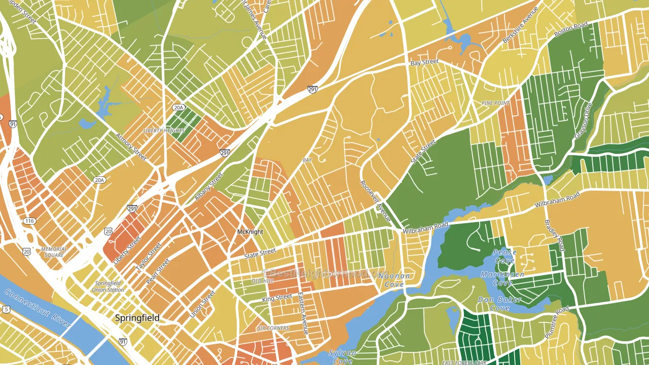 Bay, Springfield, MA block-group voter-turnout map
