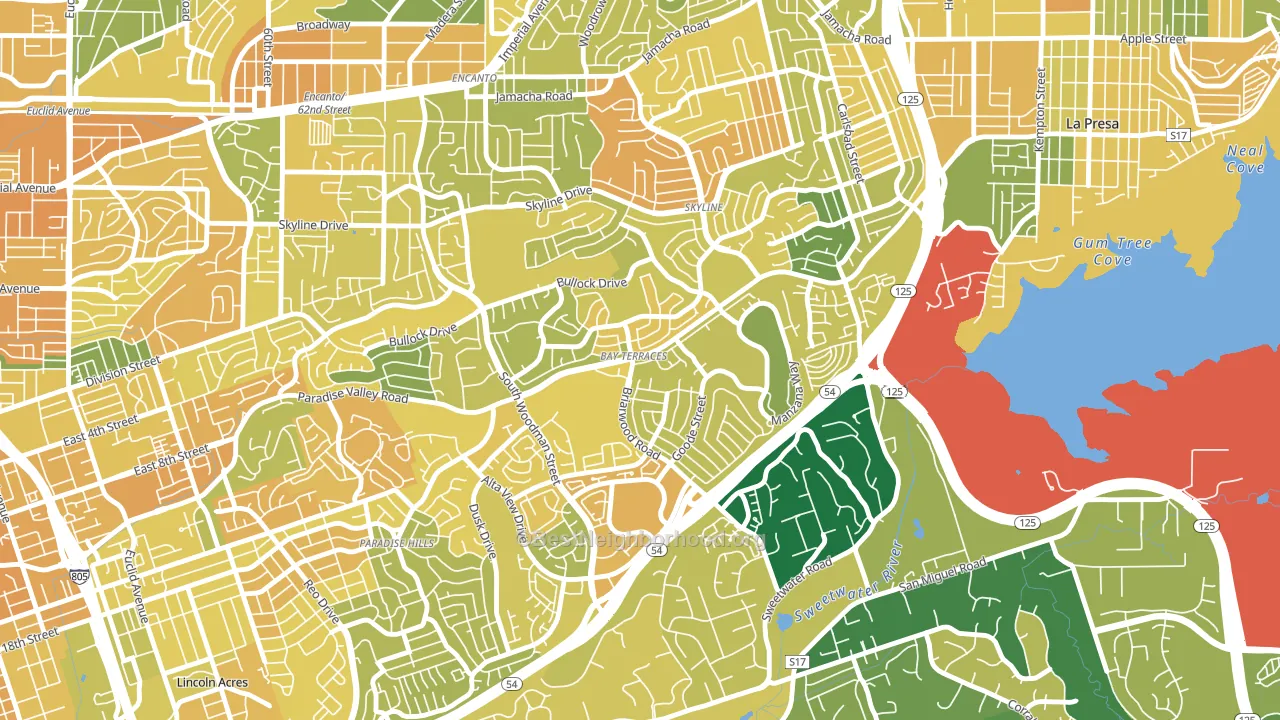 Bay Terraces, San Diego, CA block-group voter-turnout map