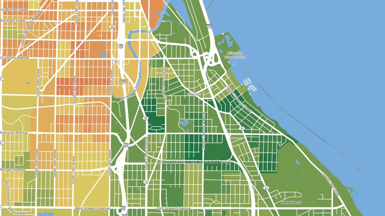 Bay View, Milwaukee, WI block-group voter-turnout map