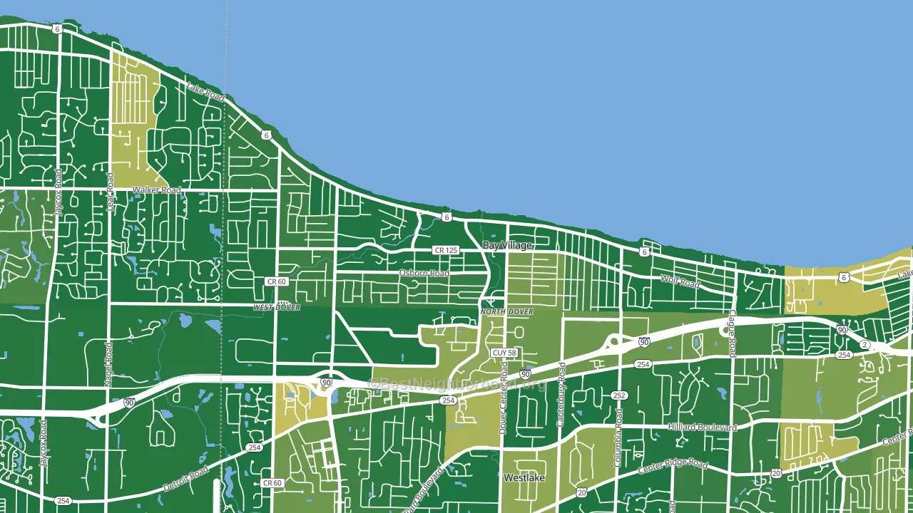 Bay Village, OH block-group voter-turnout map