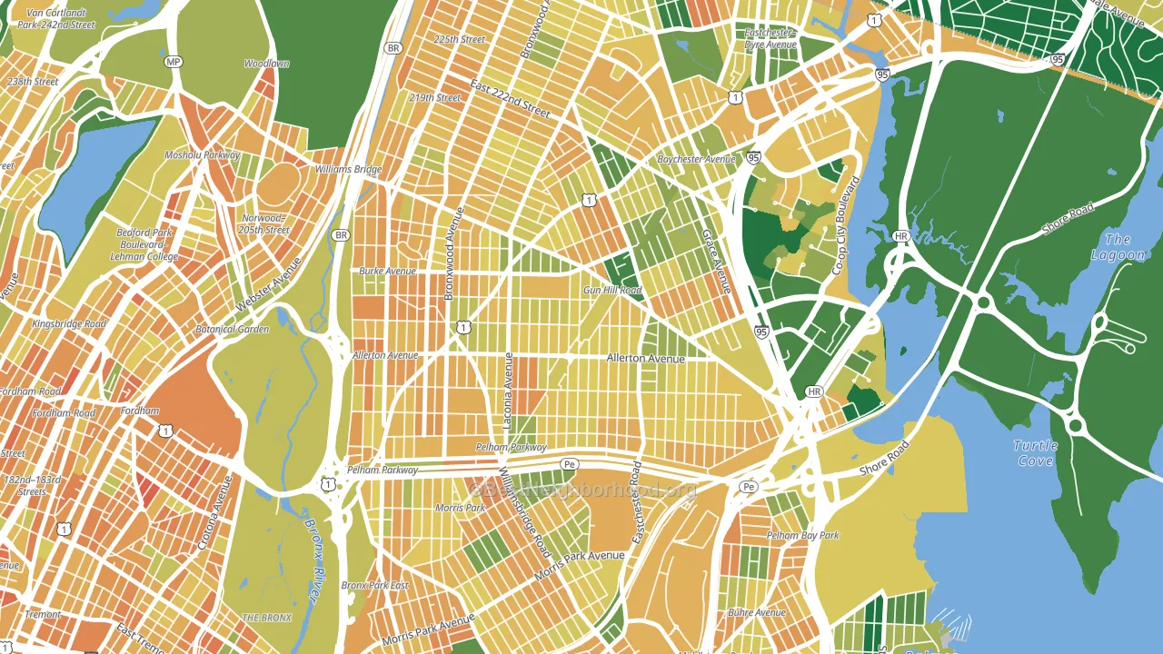Baychester, Bronx, NY block-group voter-turnout map