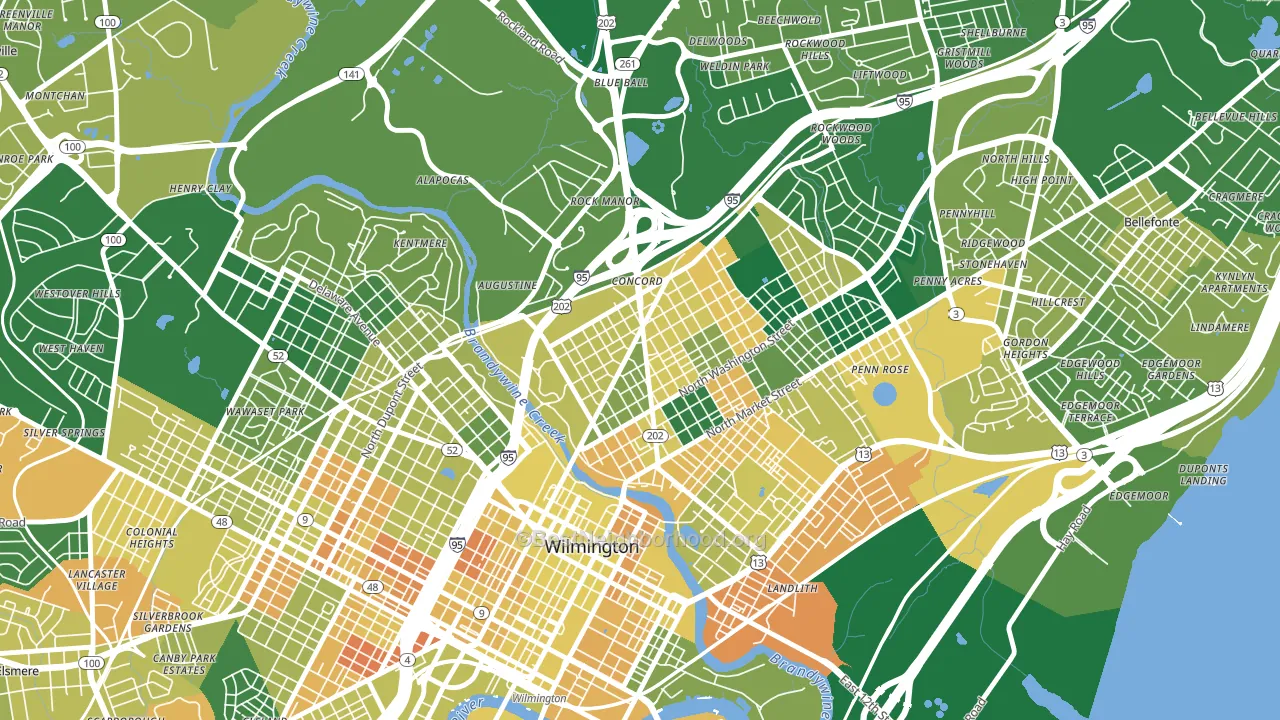 Baynard Village, Wilmington, DE block-group voter-turnout map