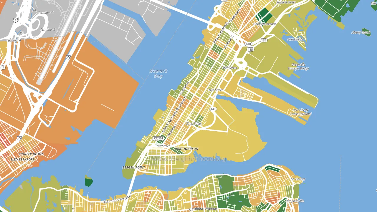 Bayonne, NJ block-group voter-turnout map