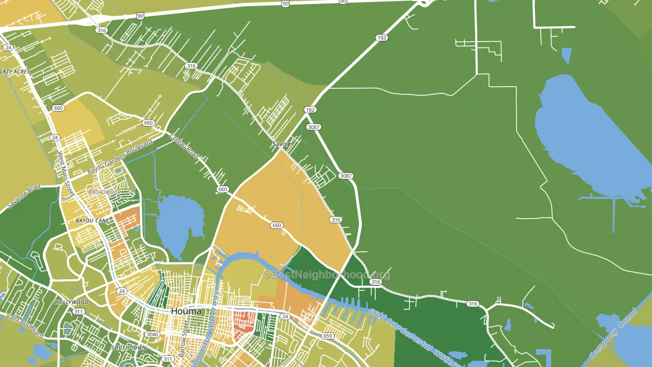 Bayou Blue, LA block-group voter-turnout map