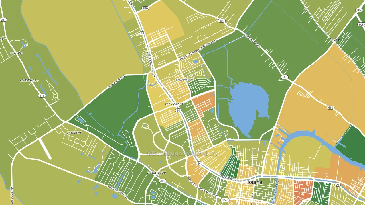 Bayou Cane, LA block-group voter-turnout map