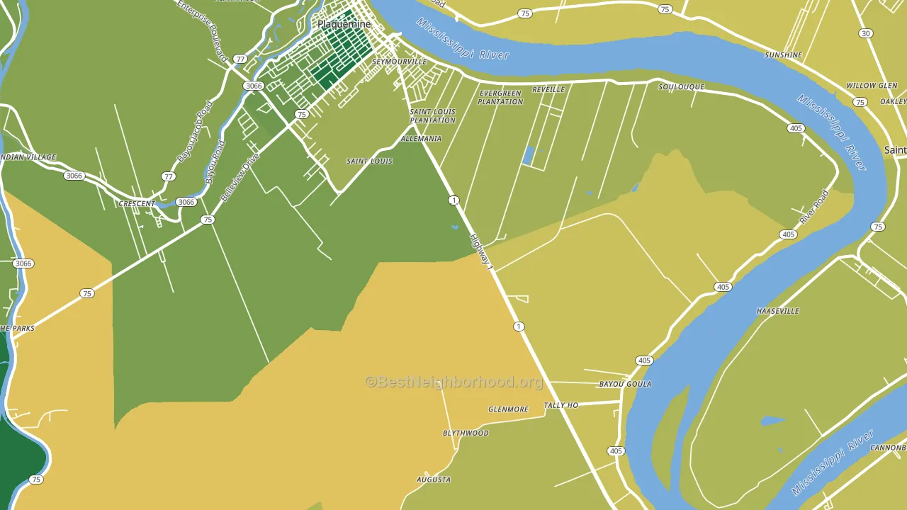 Bayou Goula, LA block-group voter-turnout map