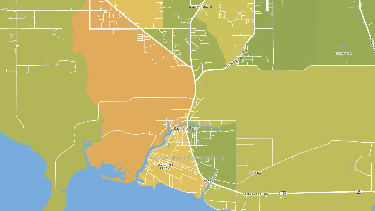 Bayou La Batre, AL block-group voter-turnout map