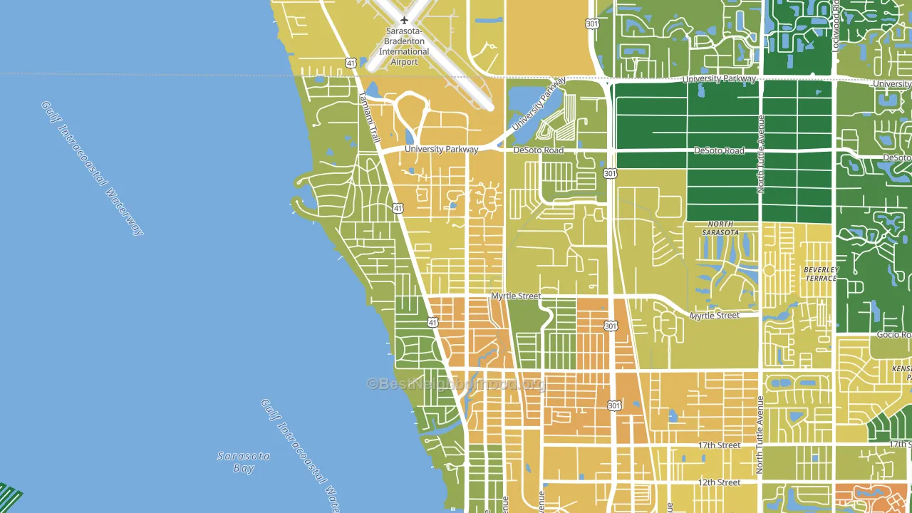 Bayou Oaks, Sarasota, FL block-group voter-turnout map