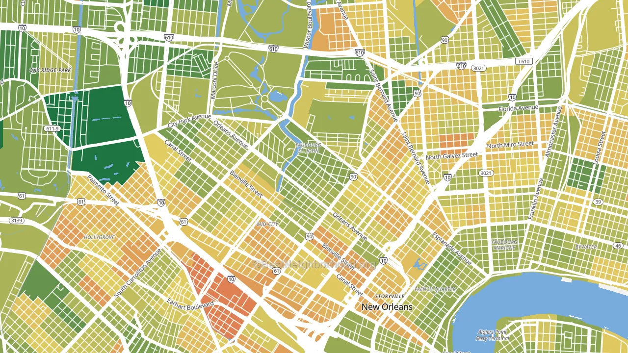 Bayou St John, New Orleans, LA block-group voter-turnout map