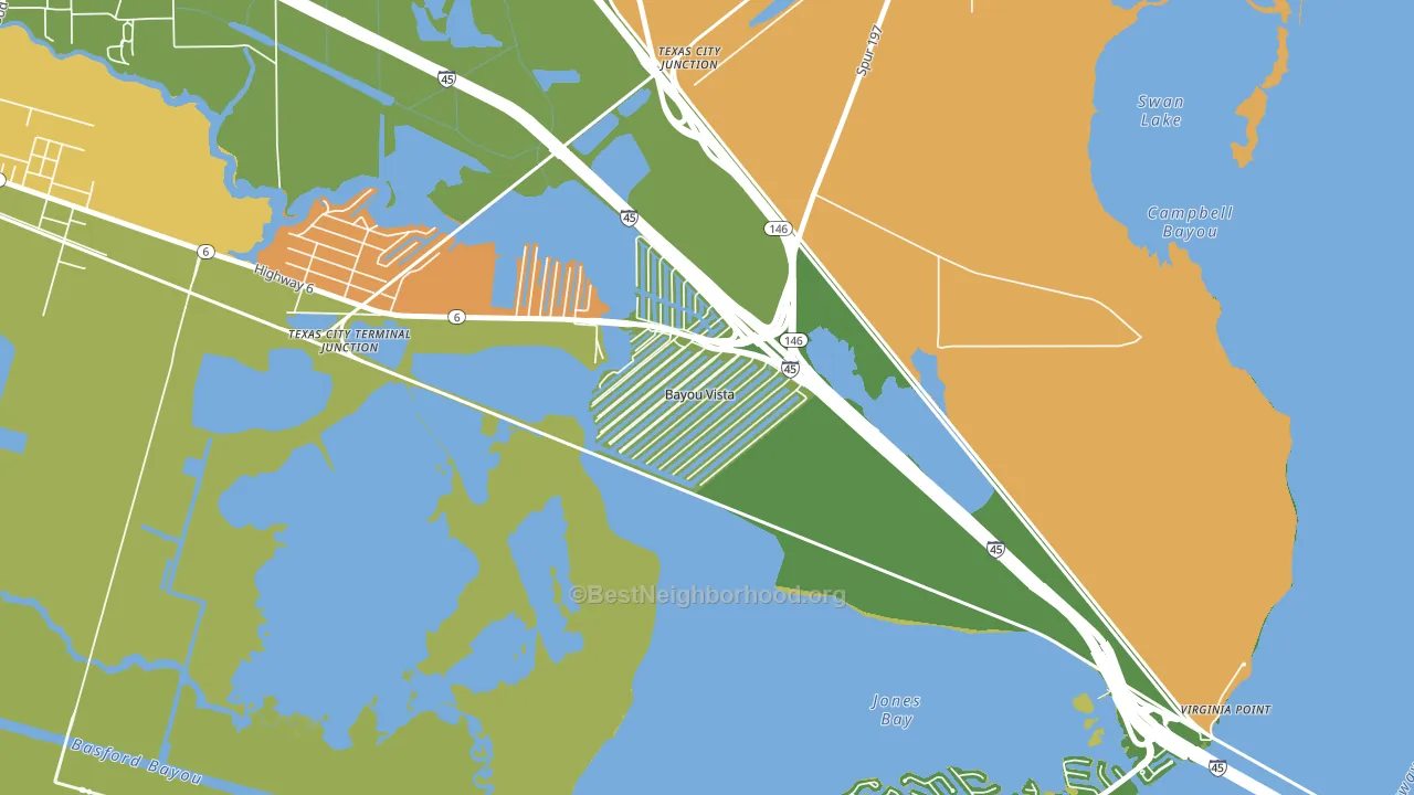 Bayou Vista, TX block-group voter-turnout map
