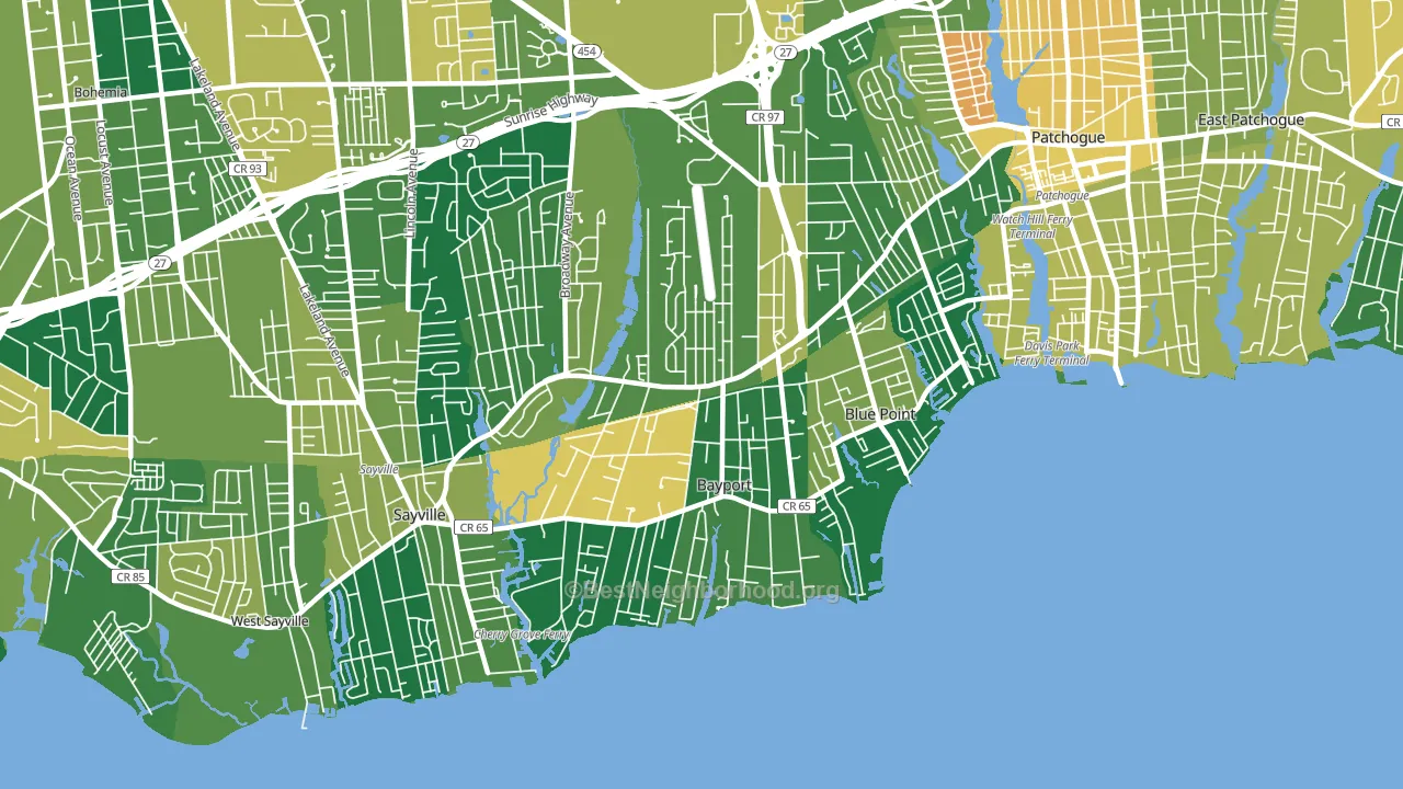 Bayport, NY block-group voter-turnout map
