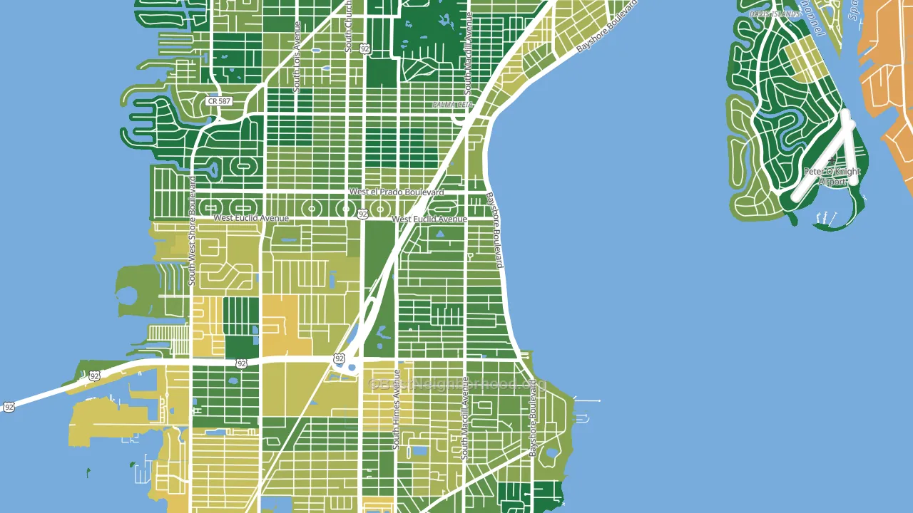 Bayshore Beautiful, Tampa, FL block-group voter-turnout map