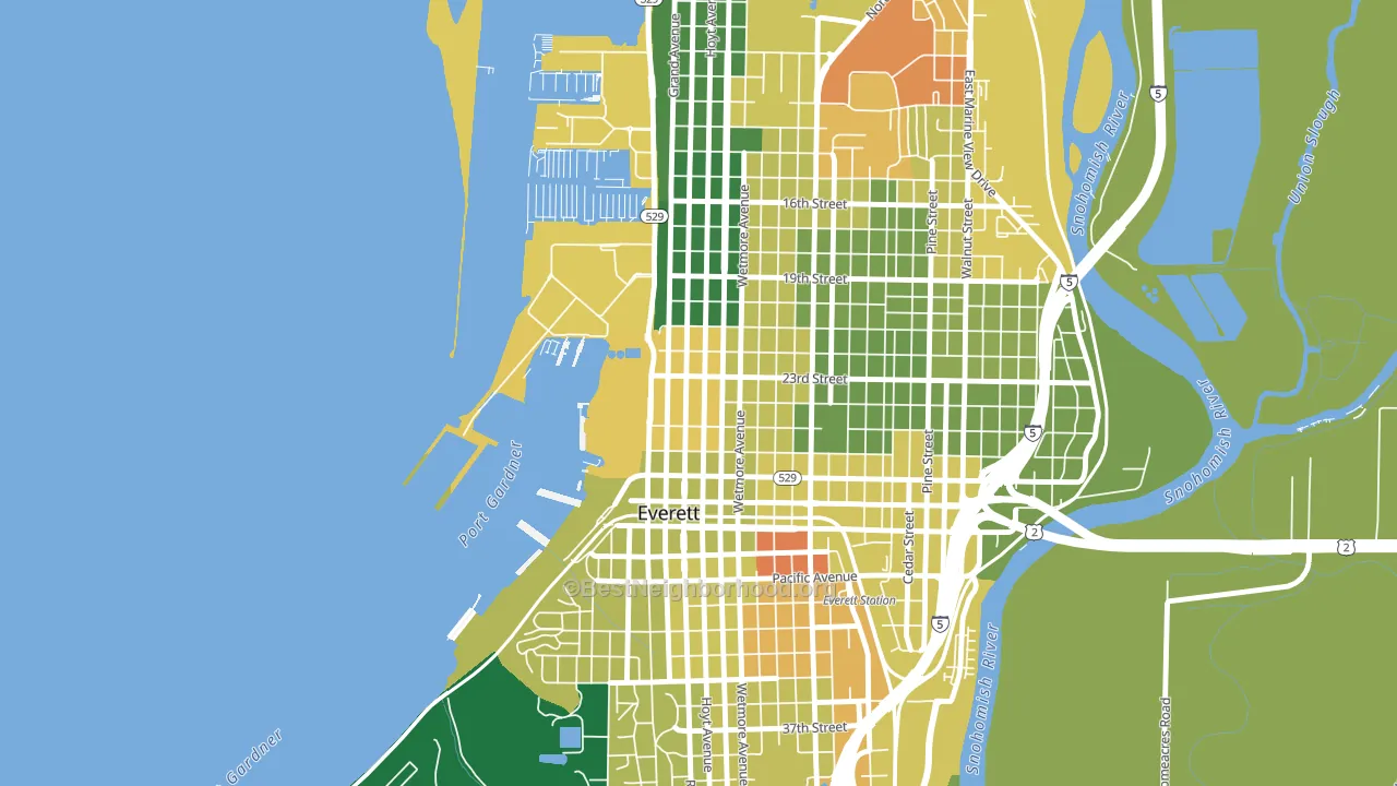 Bayside, Everett, WA block-group voter-turnout map