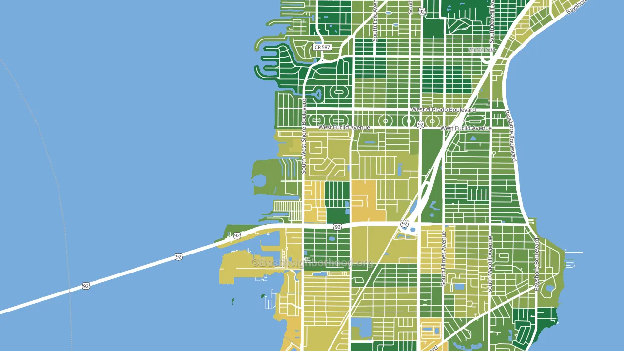 Bayside West, Tampa, FL block-group voter-turnout map