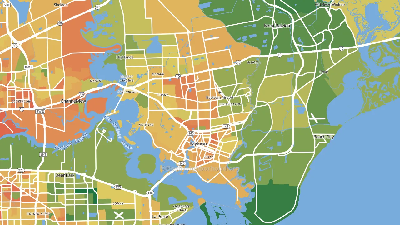 Baytown, TX block-group voter-turnout map