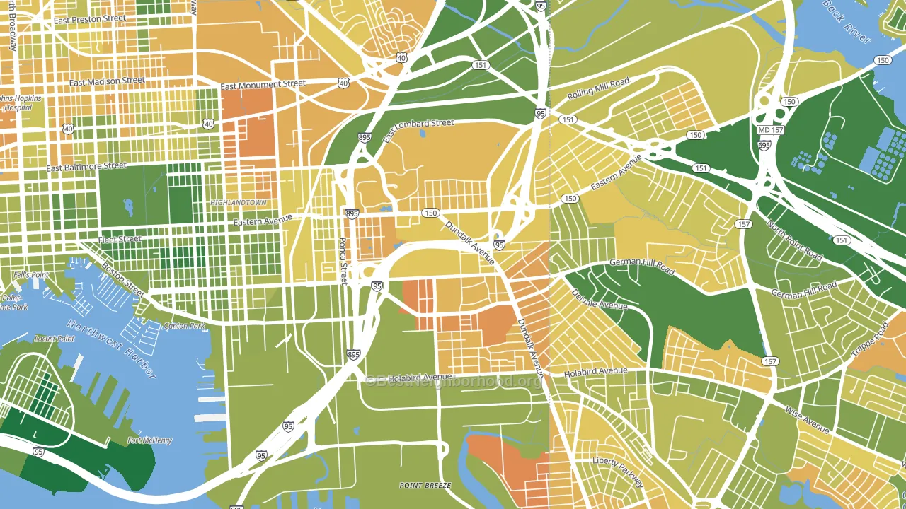 Bayview Area, Baltimore, MD block-group voter-turnout map