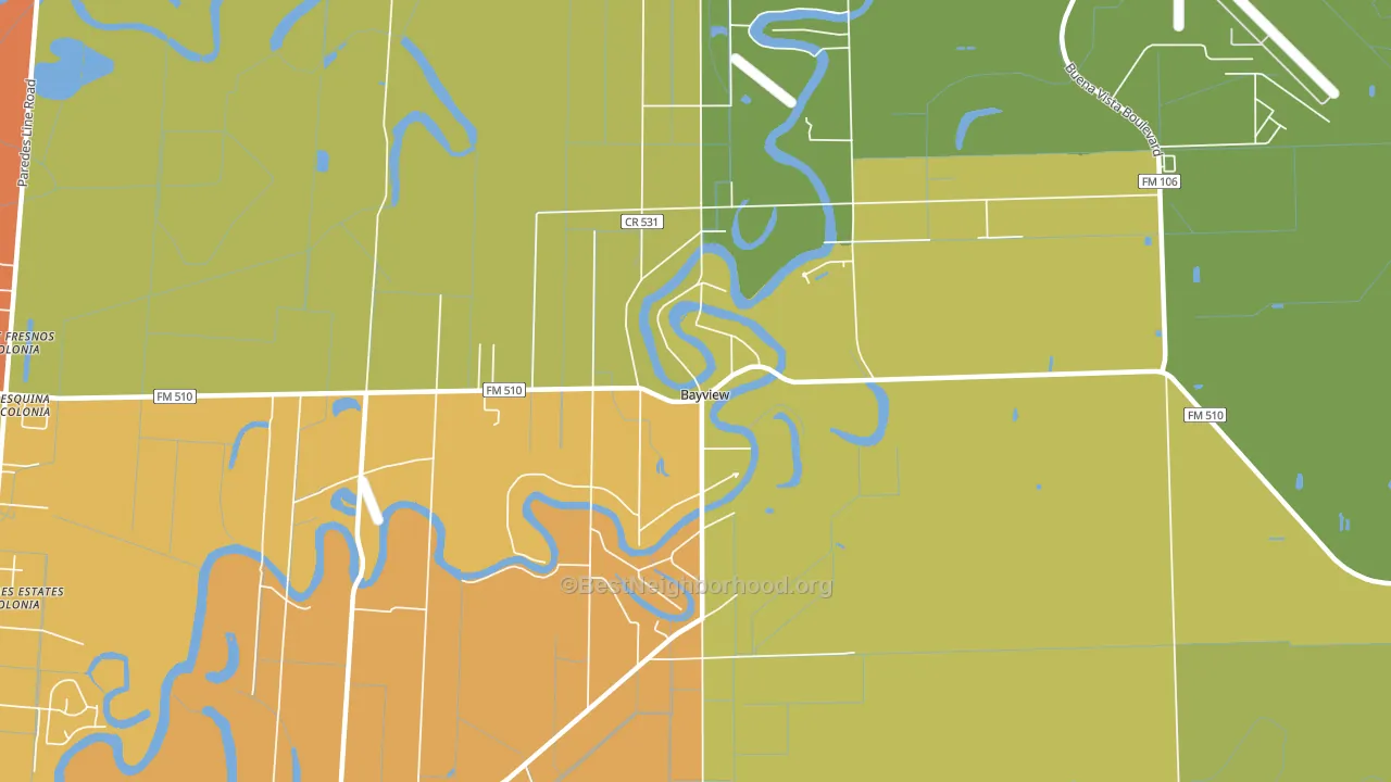 Bayview, TX block-group voter-turnout map