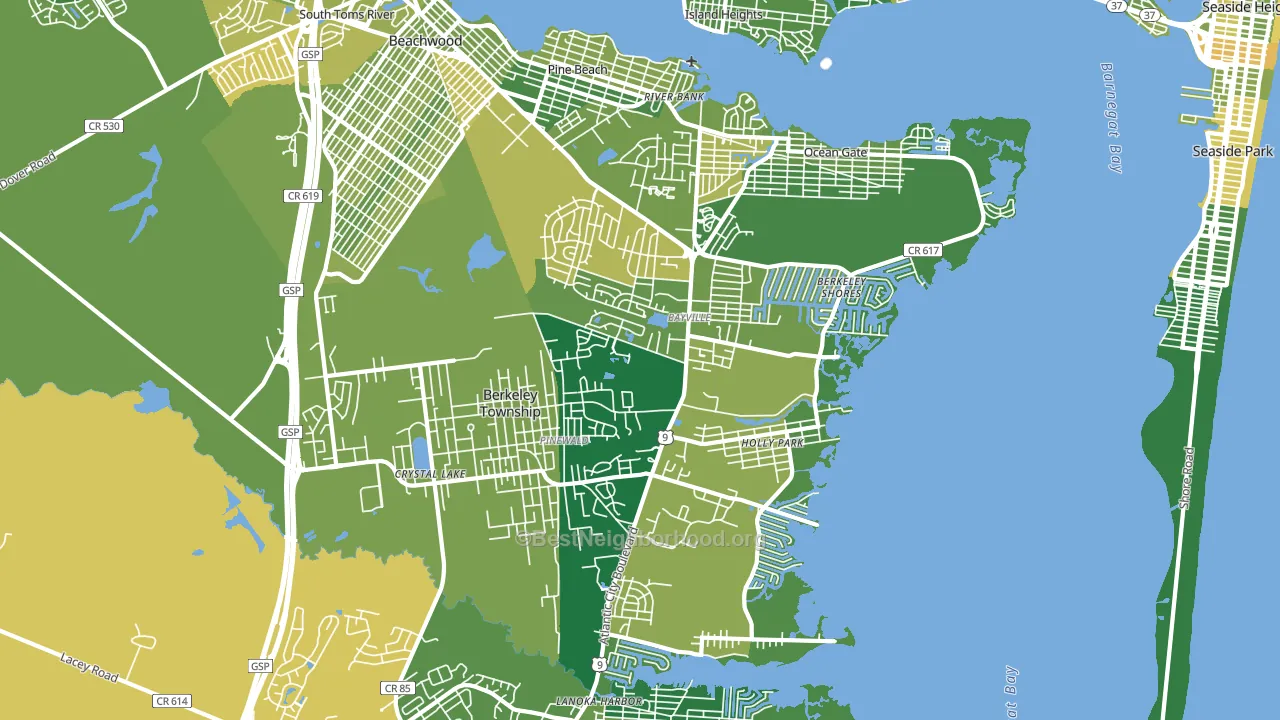 Bayville, NJ block-group voter-turnout map
