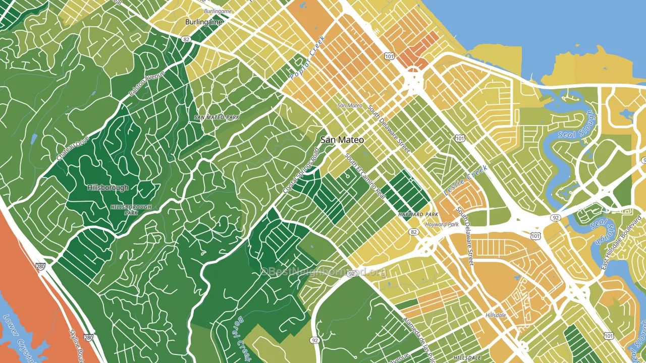 Baywood-Aragon, San Mateo, CA block-group voter-turnout map