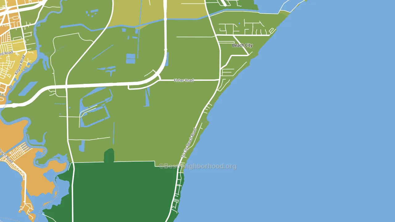 Beach City, TX block-group voter-turnout map