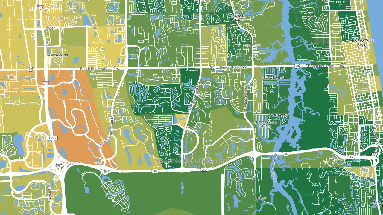 Beach Haven, Jacksonville, FL block-group voter-turnout map