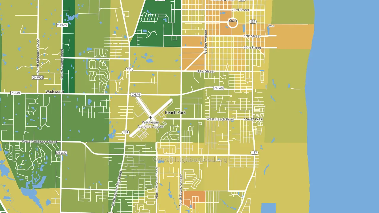 Beach Park, IL block-group voter-turnout map