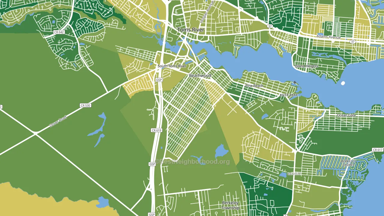 Beachwood, NJ block-group voter-turnout map