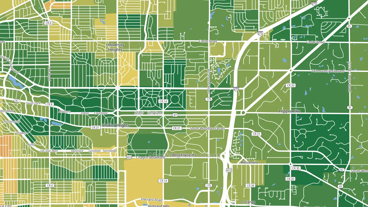 Beachwood, OH block-group voter-turnout map