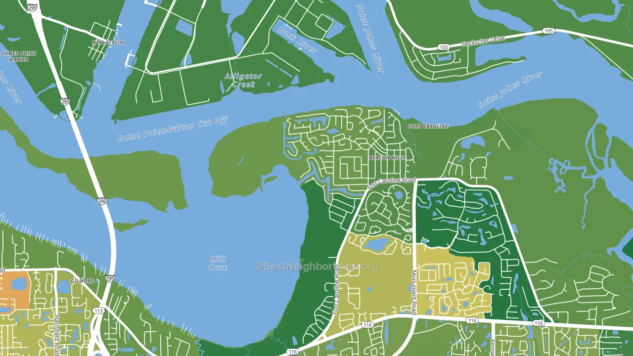 Beacon Hills and Harbour, Jacksonville, FL block-group voter-turnout map