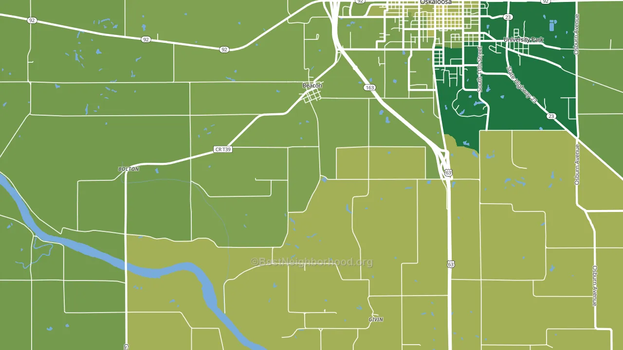 Beacon, IA block-group voter-turnout map