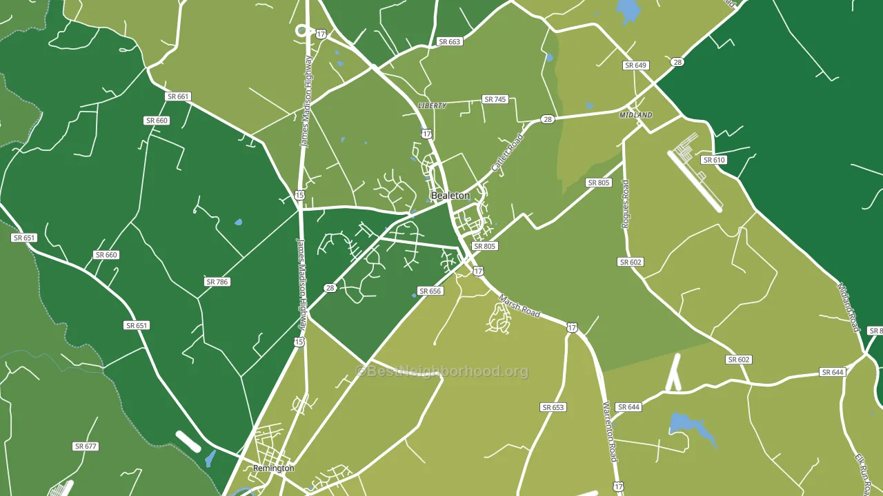 Bealeton, VA block-group voter-turnout map