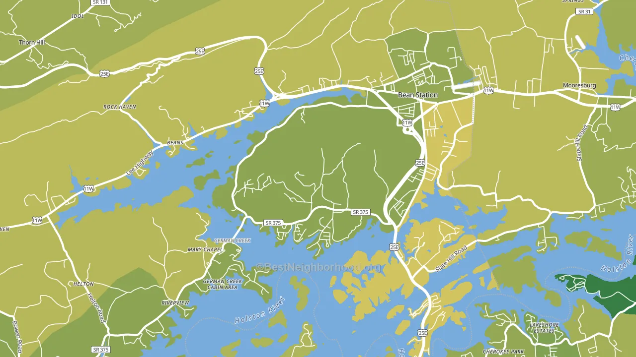 Bean Station, TN block-group voter-turnout map