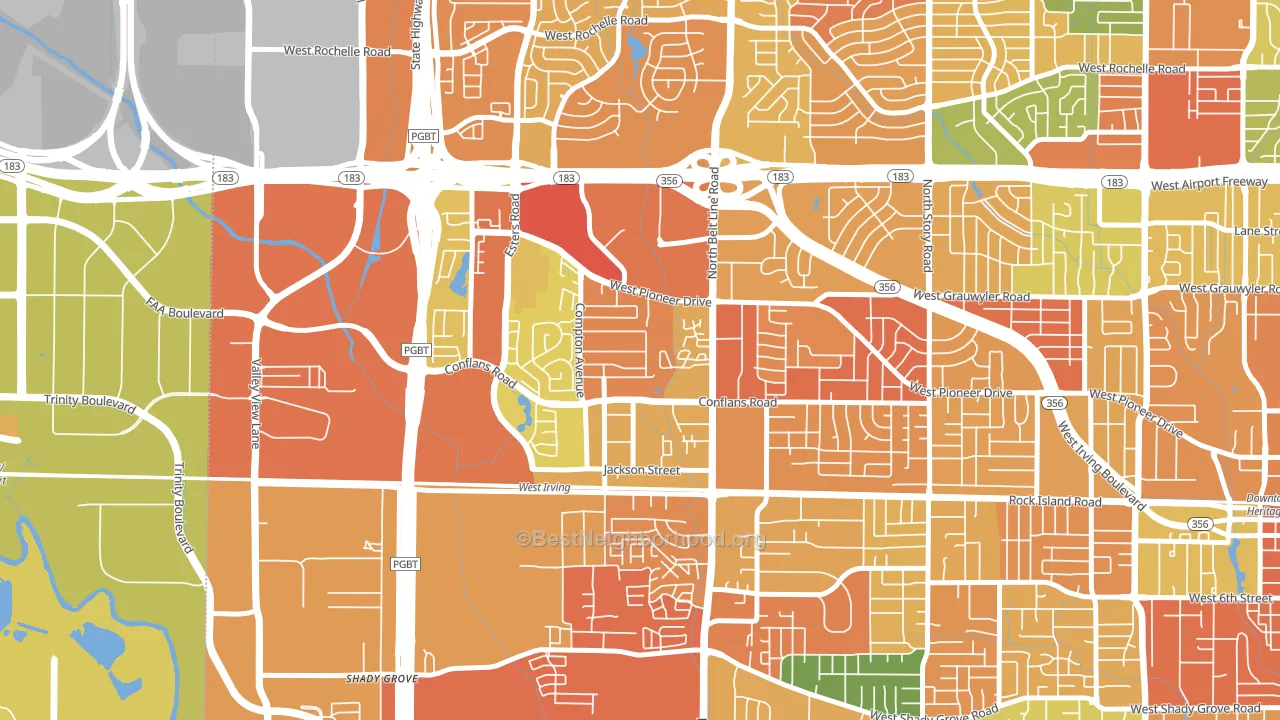 Bear Creek, Irving, TX block-group voter-turnout map