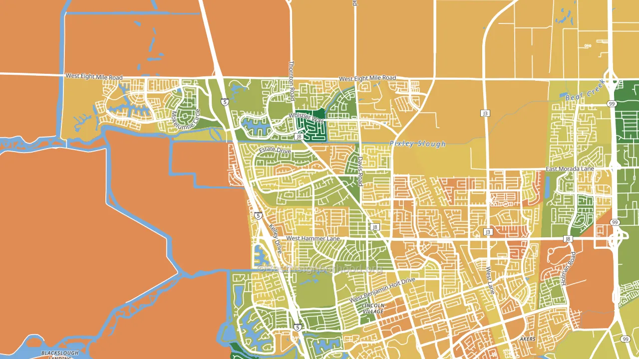 Bear Creek, Stockton, CA block-group voter-turnout map