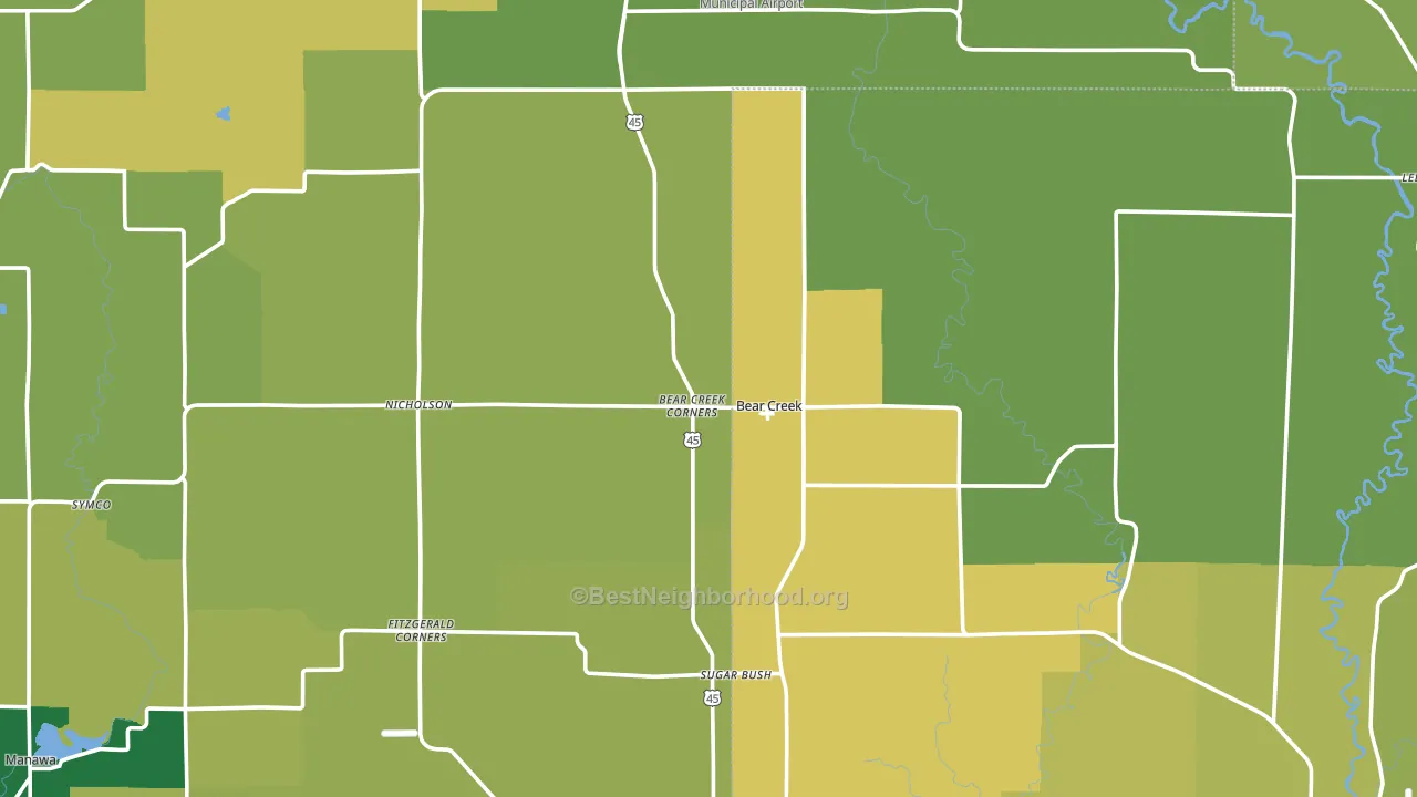 Bear Creek, WI block-group voter-turnout map