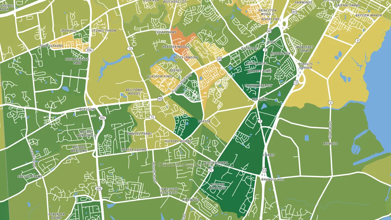 Bear, DE block-group voter-turnout map