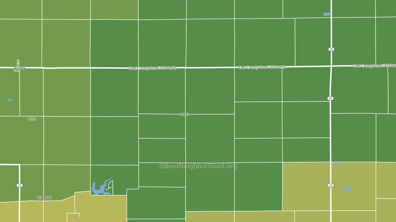Beard, IN block-group voter-turnout map