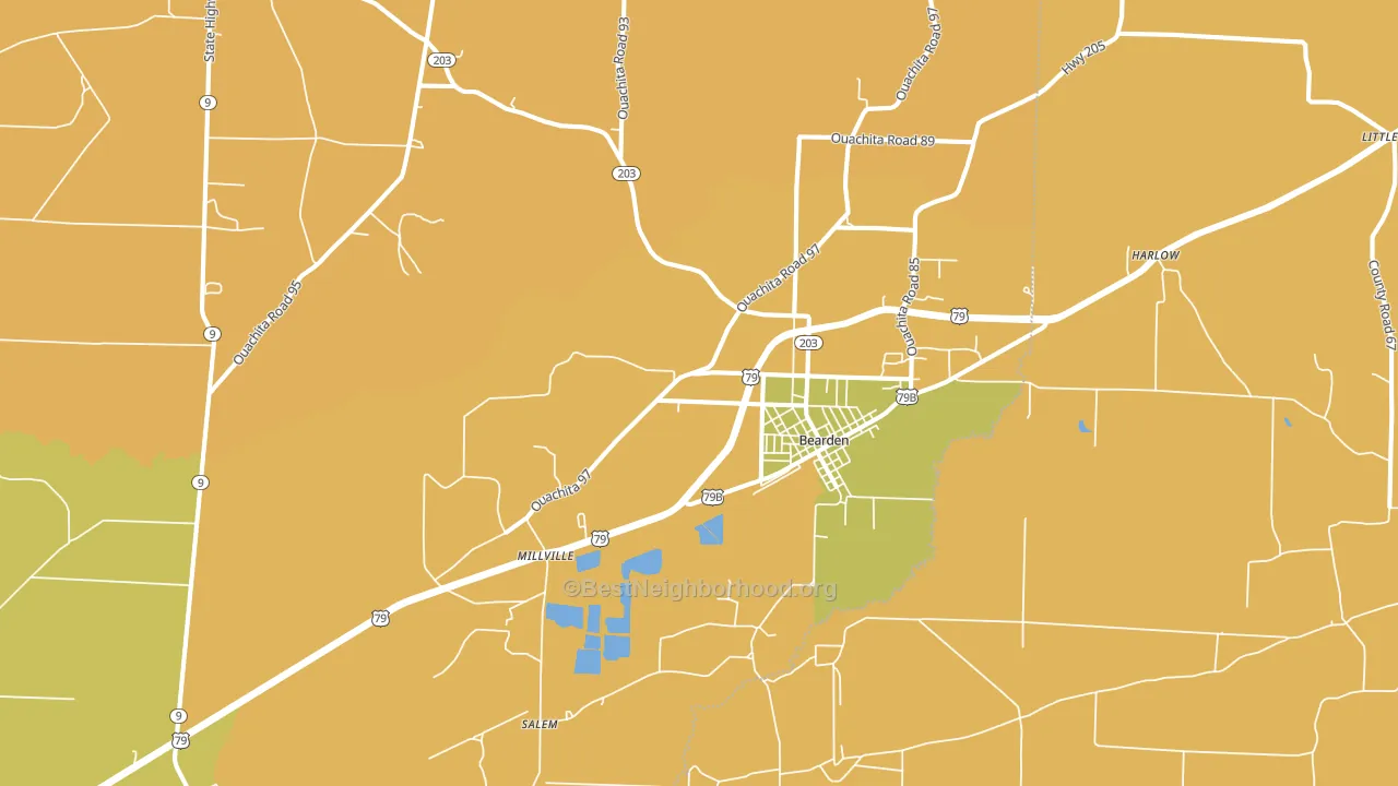 Bearden, AR block-group voter-turnout map