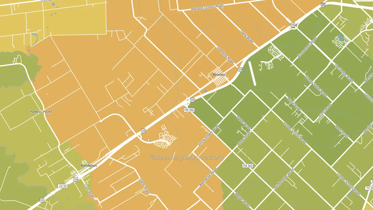 Beasley, TX block-group voter-turnout map