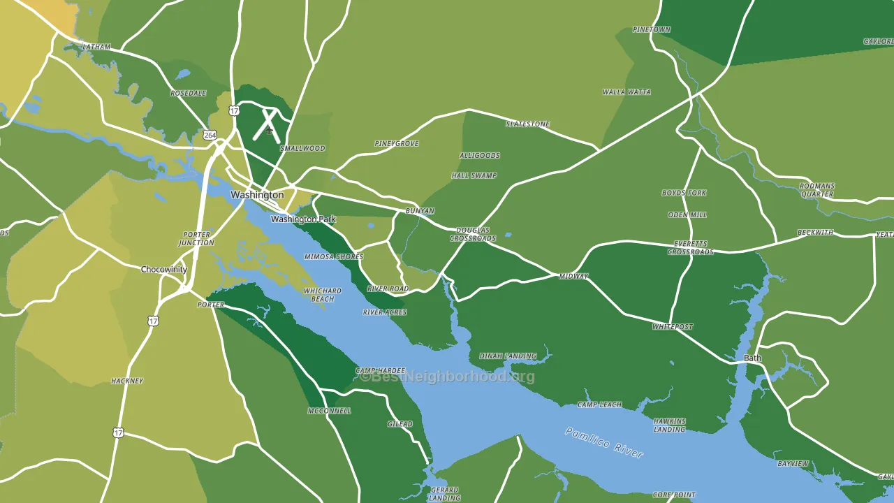 Beaufort County, NC block-group voter-turnout map
