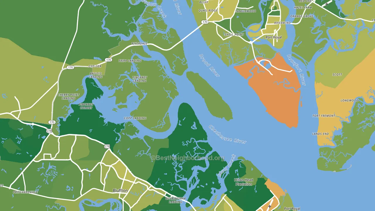 Beaufort County, SC block-group voter-turnout map